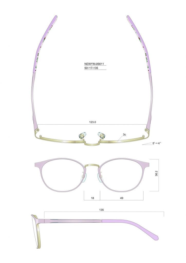 latest optical frame design OEM CAD drawing