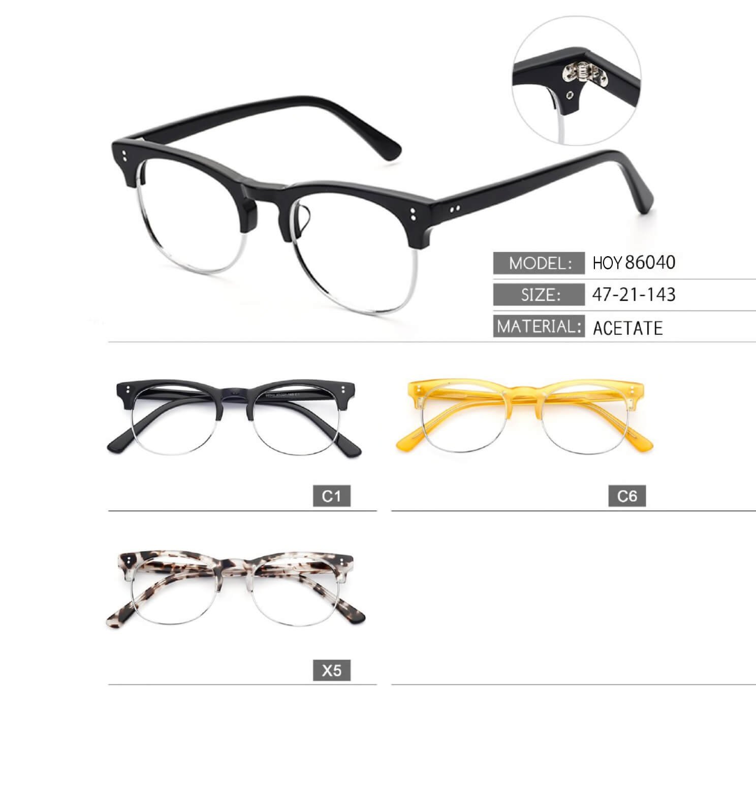 Designers mens half frame glasses oval optical eyeglasses frame black spectacle eyewear