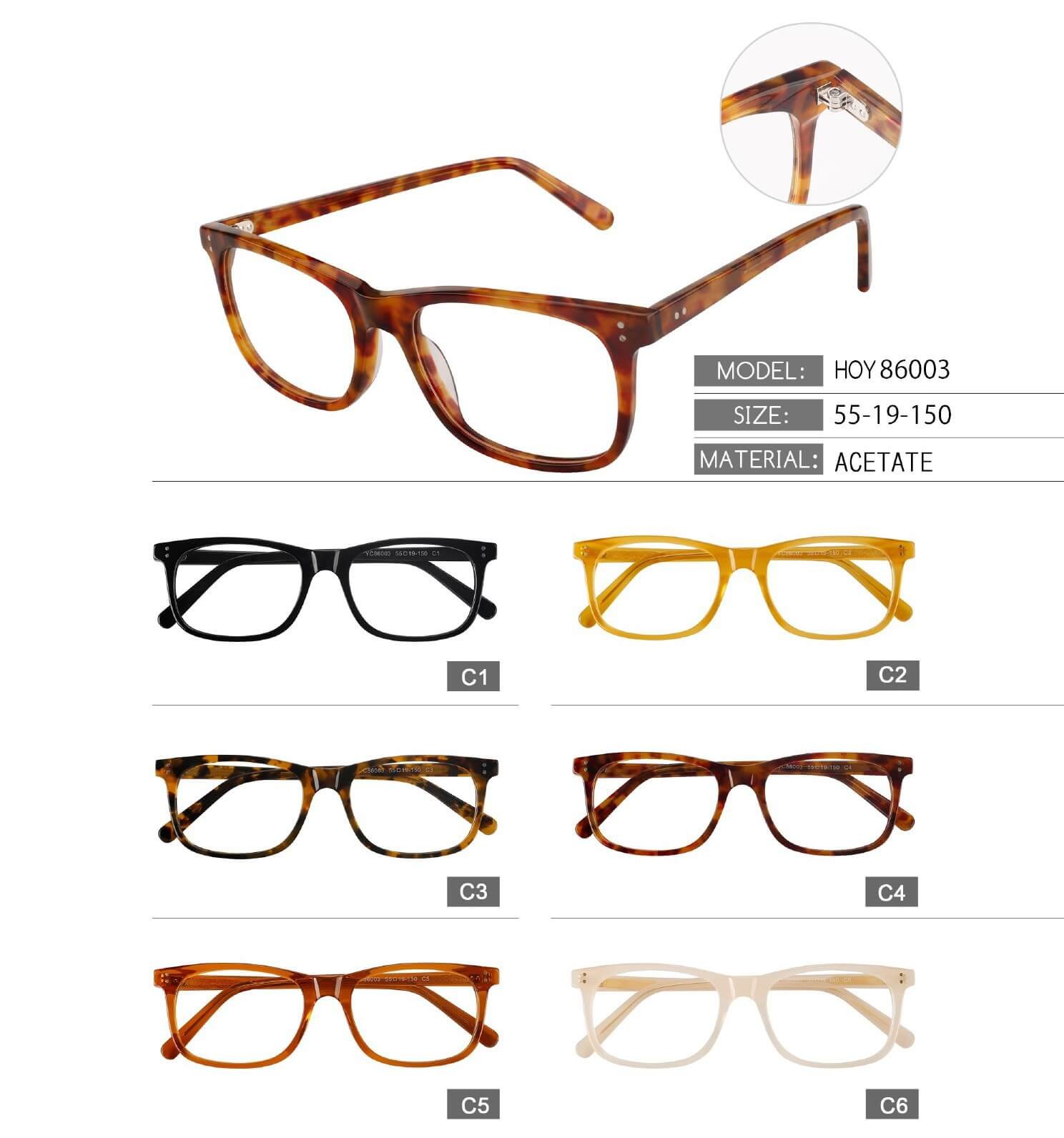 Square frame tortoiseshell acetate optical glasses brown women eyeglasses