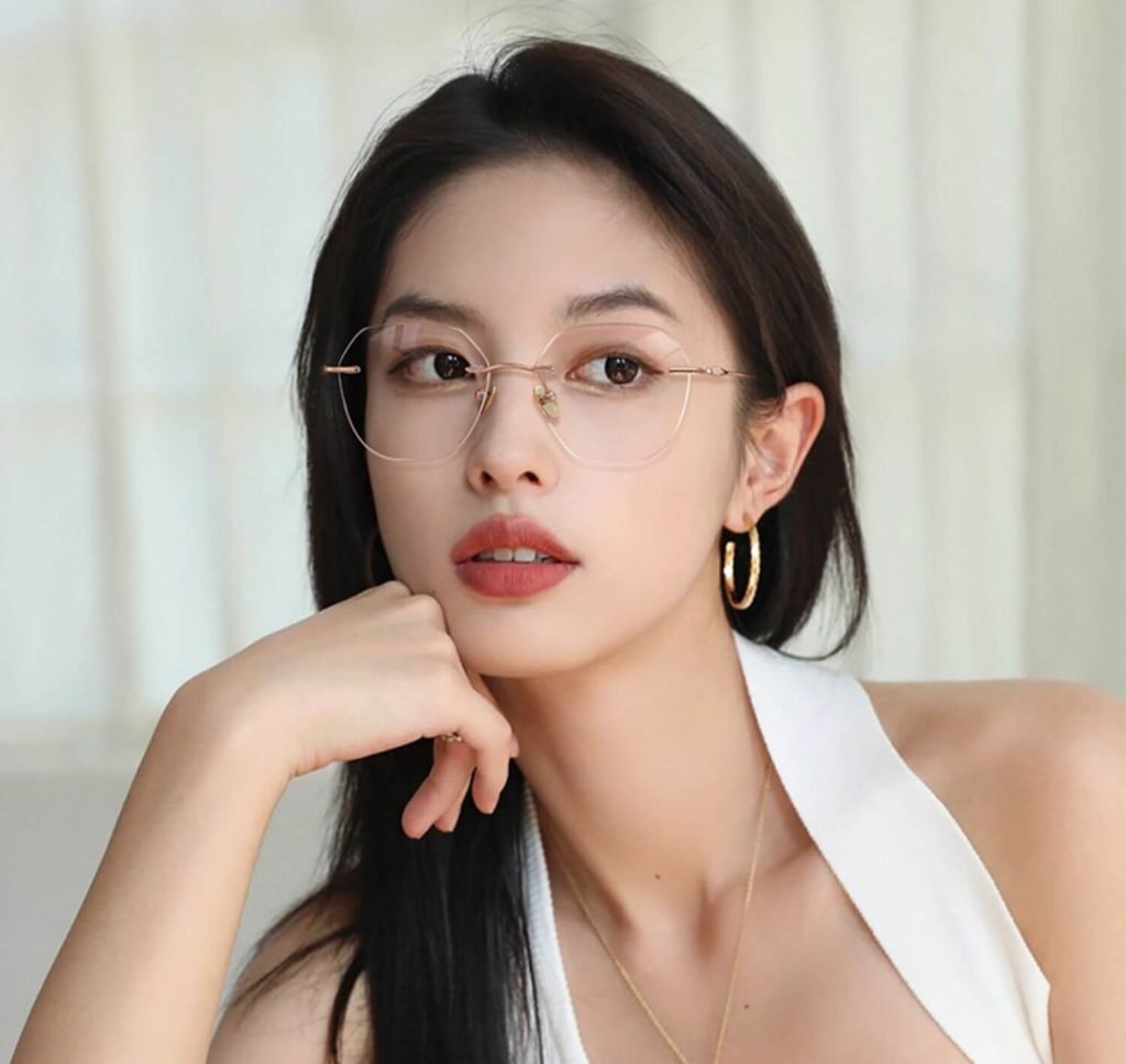 rectangular womens mens eyeglasses titanium rimless