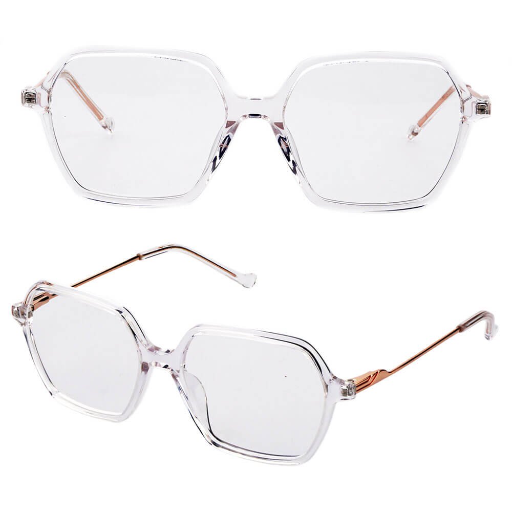 Wholesale men retro vintage acetate transparent square eyeglasses with metal