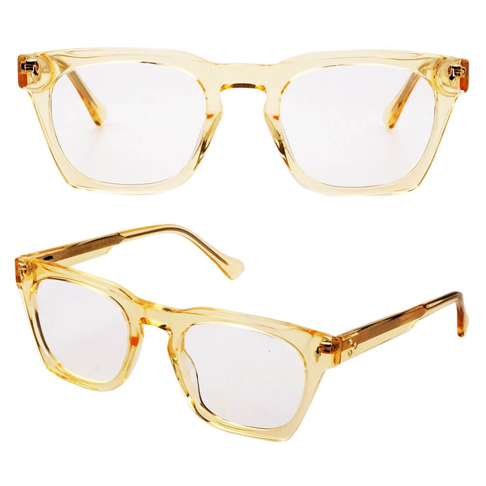 China wholesale light yellow fashion transparent rectangle womens eyeglasses