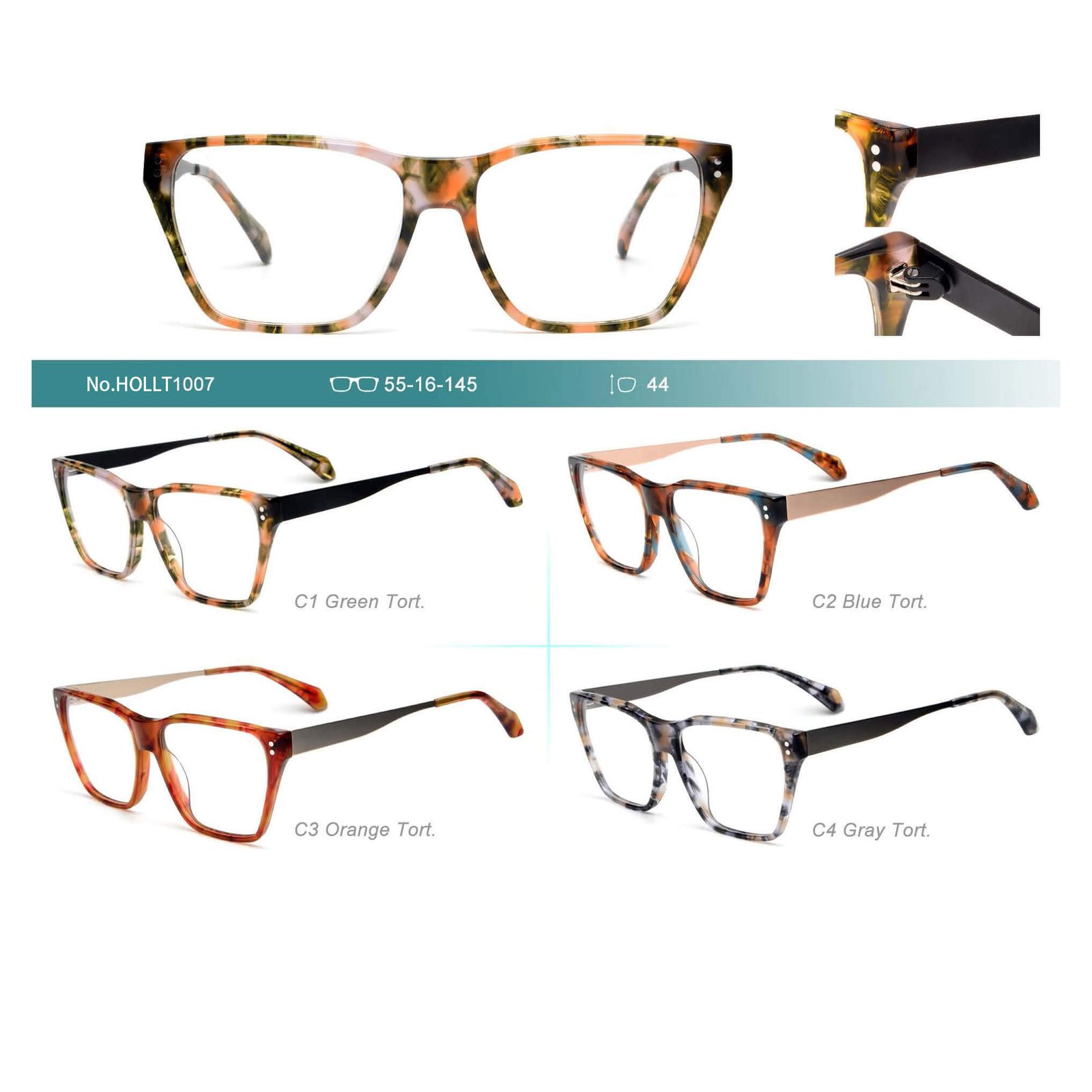 Square women big acetate oversized tortoise aviator non prescription eyeglasses