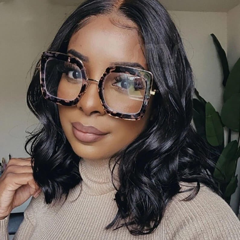 thick frame black eyeglasses for women with round faces